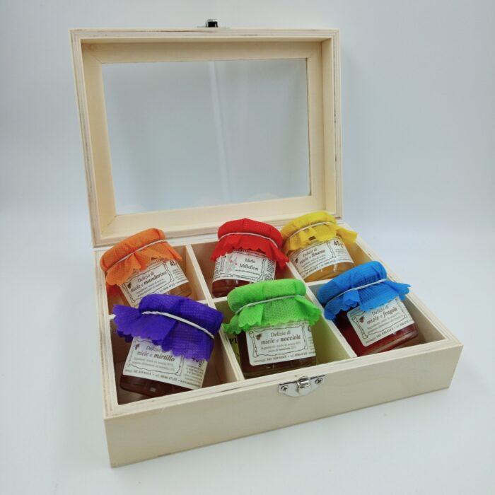 SCATOLA in Legno con coperchio in Vetro - 6x45g - immagine 2